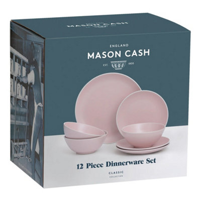 Set of 12 Piece Classic Collection Tableware Pink