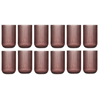 Set of 12 Pink Ribbed Tall Tumbler Whisky Glasses Wedding Decorations Ideas