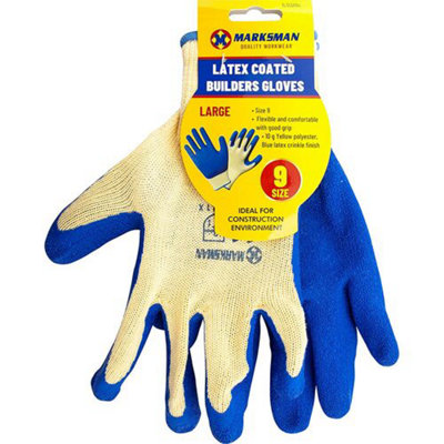 Set Of 12 Rubber Coated Builders Gloves Latex Material, Large, Strong