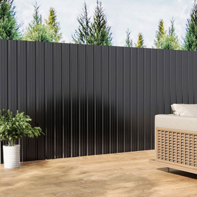 Set of 12 Steel Corrugated Panels  12 Steel Panels in Black