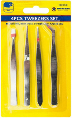 Set Of 12 Tweezers Stainless Steel Precision Hand Tool Multi Purpose Self Care