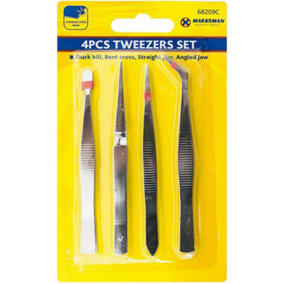 Set Of 12 Tweezers Stainless Steel Precision Hand Tool Multi Purpose Self Care