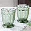 Set of 12 Vintage Green Embossed Drinking Short Tumbler Whisky Glasses