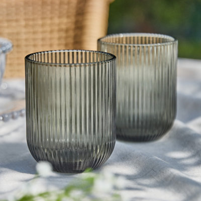 Lot De 4 Verres Tumbler Noël – Père Noël Et Traîneau – Rouge Et Vert – Verre