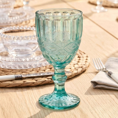 Set of 12 Vintage Luxury Turquoise Drinking Glass Spring Summer Wine ...
