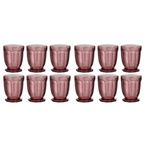 Set of 12 Vintage Purple Embossed Drinking Short Tumbler Whisky Glasses Father's Day Gifts Ideas