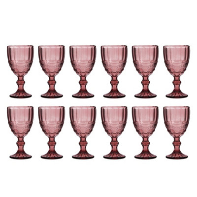 Set of 12 Vintage Rose Quartz Drinking Wine Glass Goblets Wedding Decorations Ideas