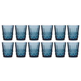 Set of 12 Vintage Sapphire Blue Drinking Tumbler Whisky Glasses