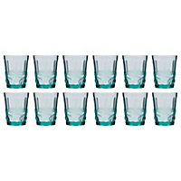 Set of 12 Vintage Turquoise Drinking Tumbler Whisky Glasses
