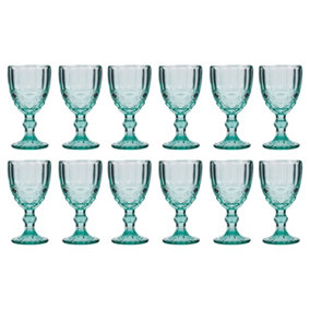 Set of 12 Vintage Turquoise Drinking Wine Glasses Goblets Father's Day Gifts Ideas