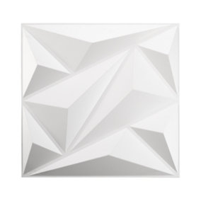 Set of 12 White 3D PVC Decorative Wall Panels Set,Triangle,500 x 500 mm
