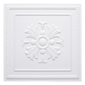Set of 12 White 3D PVC Relief Decorative Wall Panel,500 x 500 mm