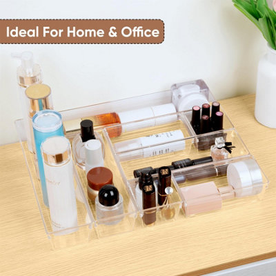 Set of 14 Plastic Drawer Organisers Storage Boxes Trays Makeup Storage Divider