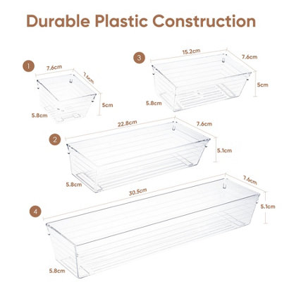 Set of 14 Plastic Drawer Organisers Storage Boxes Trays Makeup Storage Divider - 5