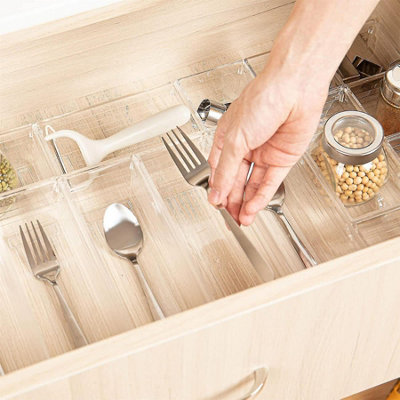 Set of 14 Plastic Drawer Organisers Storage Boxes Trays Makeup Storage Divider - 8