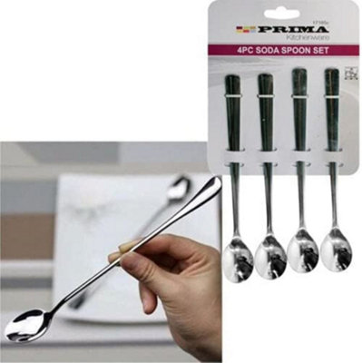 Set Of 16 Stainless Steel Latte Long Tea Coffee Spoon Soda Ice Cream Dessert Sundae