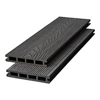 Set of 18 Dark Grey WPC Composite Decking Waterproof Floor Tiles Set with Accessories Kit 9.4 m²