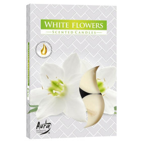Set of 18 White Flower Scented Tea light Candles