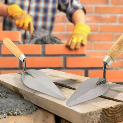 Set Of 2 10" Pointing Trowel Wooden Handle Brick Jointer Diy Plaster Builders Tool