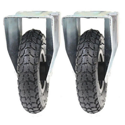 Set of 2 - 200mm Plastic pneumatic fixed castor 100Kg.