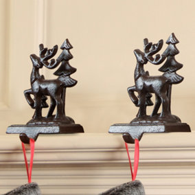 Set of 2 3D Reindeer Christmas Stocking Holders