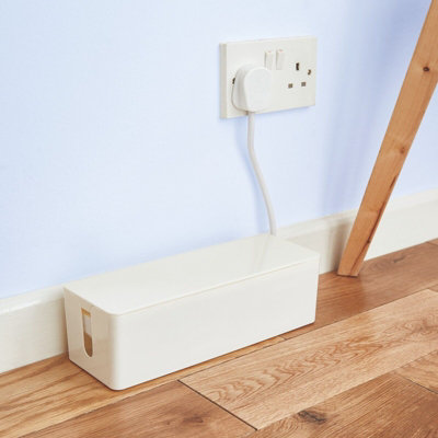 Set of 2 4-Gang Cable Tidy Boxes with Lid & Side Slits - Hide Untidy ...