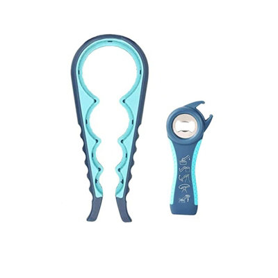 Set of 2 4-in-1 Multifunctional Manual Can and Bottle Openers, Blue ...