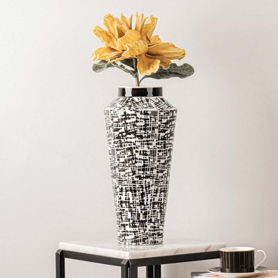 Set of 2 40.5cm Black and White Ceramic Vase, Modern Decorative Vase ...