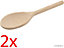 Set Of 2 8" Wooden Kitchen Spoon Stirring Mixing Utensil Handheld Tool