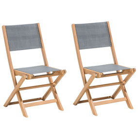 Set of 2 Acacia Garden Folding Chairs Light Wood CESANA