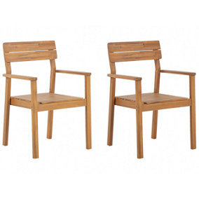 Set of 2 Acacia Wood Garden Chairs FORNELLI