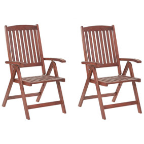 Set of 2 Acacia Wood Garden Chairs TOSCANA