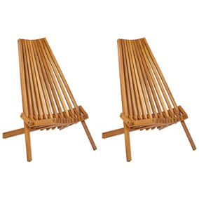 Set of 2 Acacia Wood Garden Folding Chairs BELLANO