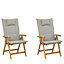 Set of 2 Acacia Wood Garden Folding Chairs with Taupe Cushions JAVA