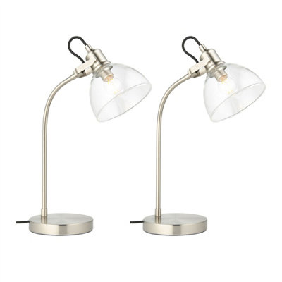 Set of 2 Acrobat - Glass and Satin Nickel Adjustabble Task Table Lamps