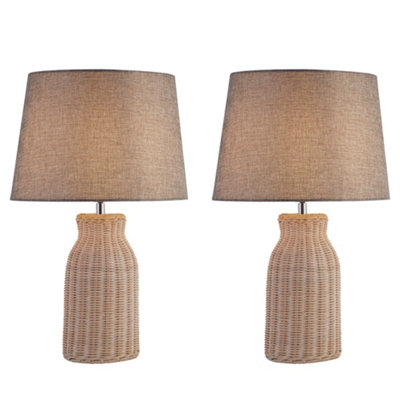 Set of 2 Alford Raffia Hallway Bedside Table Lamp Room Décor Night Lamp Table Lamp
