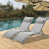 Set of 2 aluminium Sun Loungers with Coffee Table