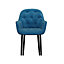 SET OF 2 ANIKA MODERN VELVET DINING CHAIR PADDED SEAT METAL LEGS KITCHEN (Blue)