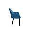 SET OF 2 ANIKA MODERN VELVET DINING CHAIR PADDED SEAT METAL LEGS KITCHEN (Blue)