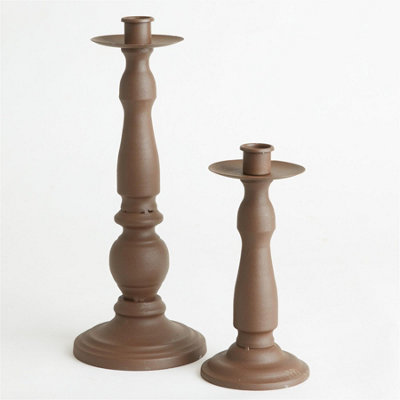 Set of 2 - Antique finish Wooden Candle Holders - 6489778 - TJC