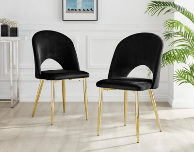 Black velvet dining online chairs with gold legs