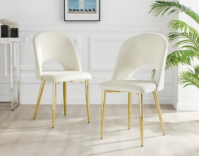 Cream gold 2024 dining chairs