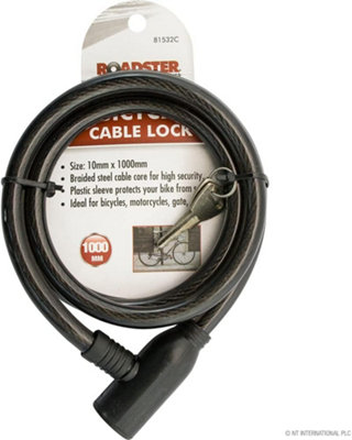 Set Of 2 Armoured Steel Cable Lock With 2 Keys Motorcycle Bike Security Protection 10Mm X 1000Mm