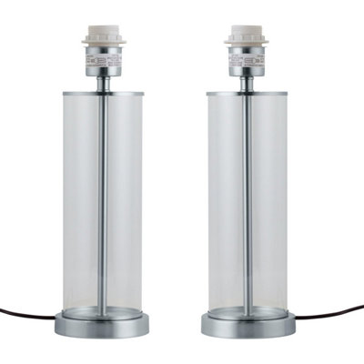 Set of 2 Aura - Chrome with Glass Column Table Lamp Bases