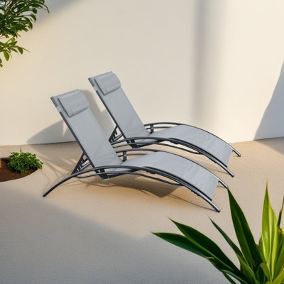 Set of 2 Bali Sun Loungers in Grey