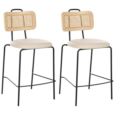 Set of 2 Bar Chairs ADEL Light Beige