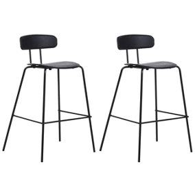 Set of 2 Bar Chairs Black SIBLEY