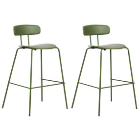 Set of 2 Bar Chairs Green SIBLEY