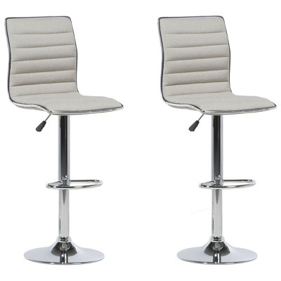 Set of 2 Bar Chairs LUCERNE Swivel Light Beige