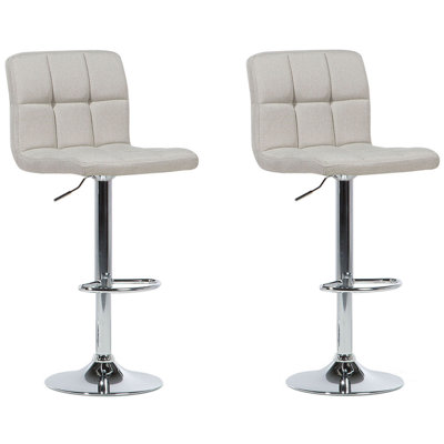 Set of 2 Bar Chairs MARION Swivel Light Beige